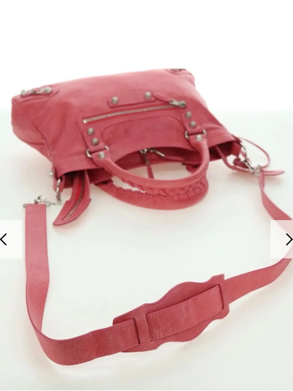 BALENCIAGA Giant Town Hand Bag Leather 2way Pink 240578 Auth am11459SAV